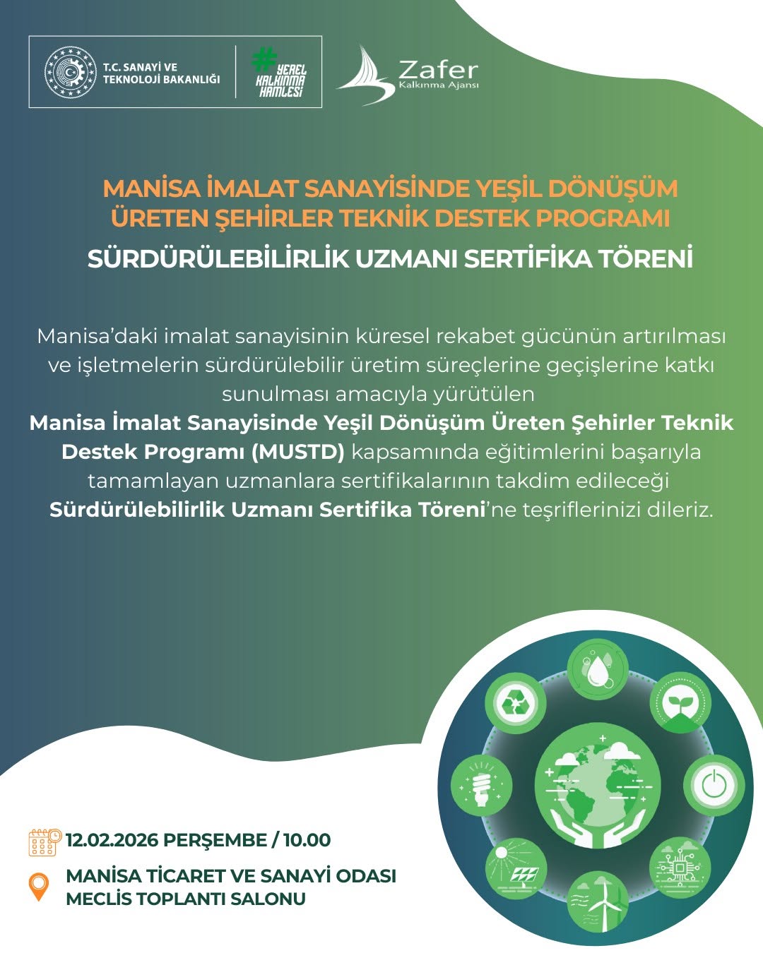 Manisa İmalat Sanayisinde Yeşil Dönüşüm Uzmanları Sertifika Töreni