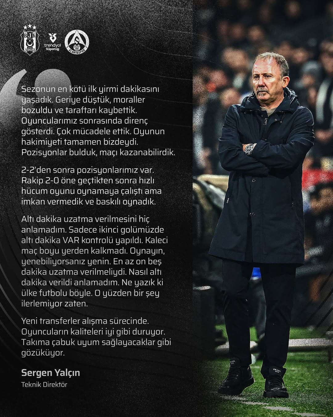 Sergen Yalçın: 'Sezonun en kötü ilk yirmi dakikasını yaşadık'