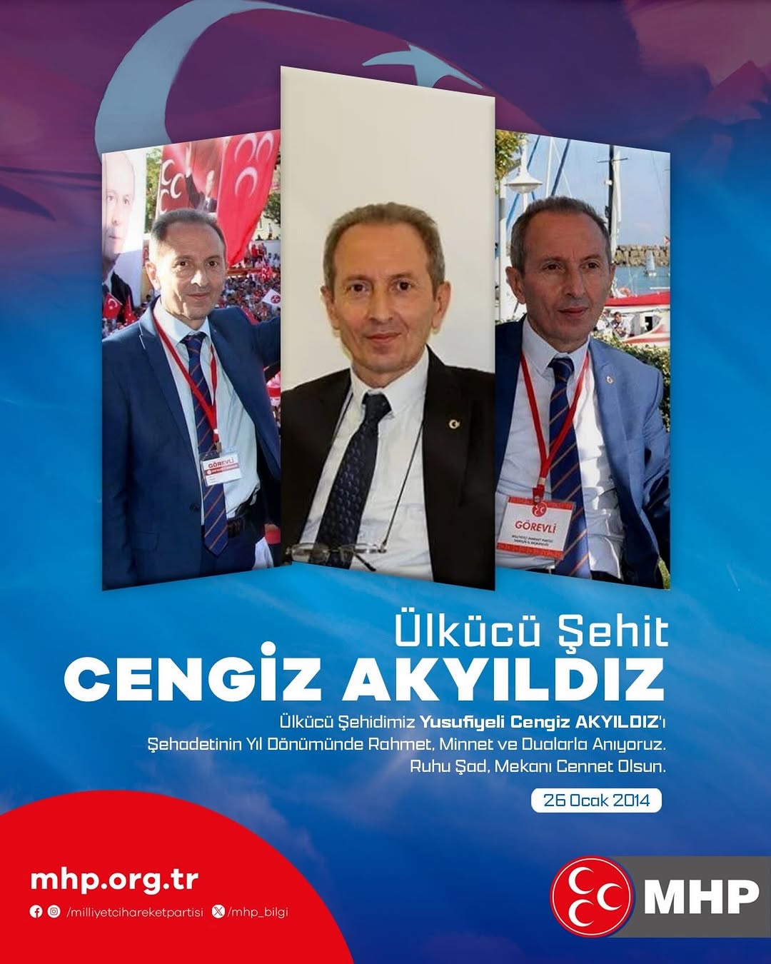 Ülkücü Şehidimiz Yusufiyeli Cengiz Akyıldız'ı Anma Mesajı