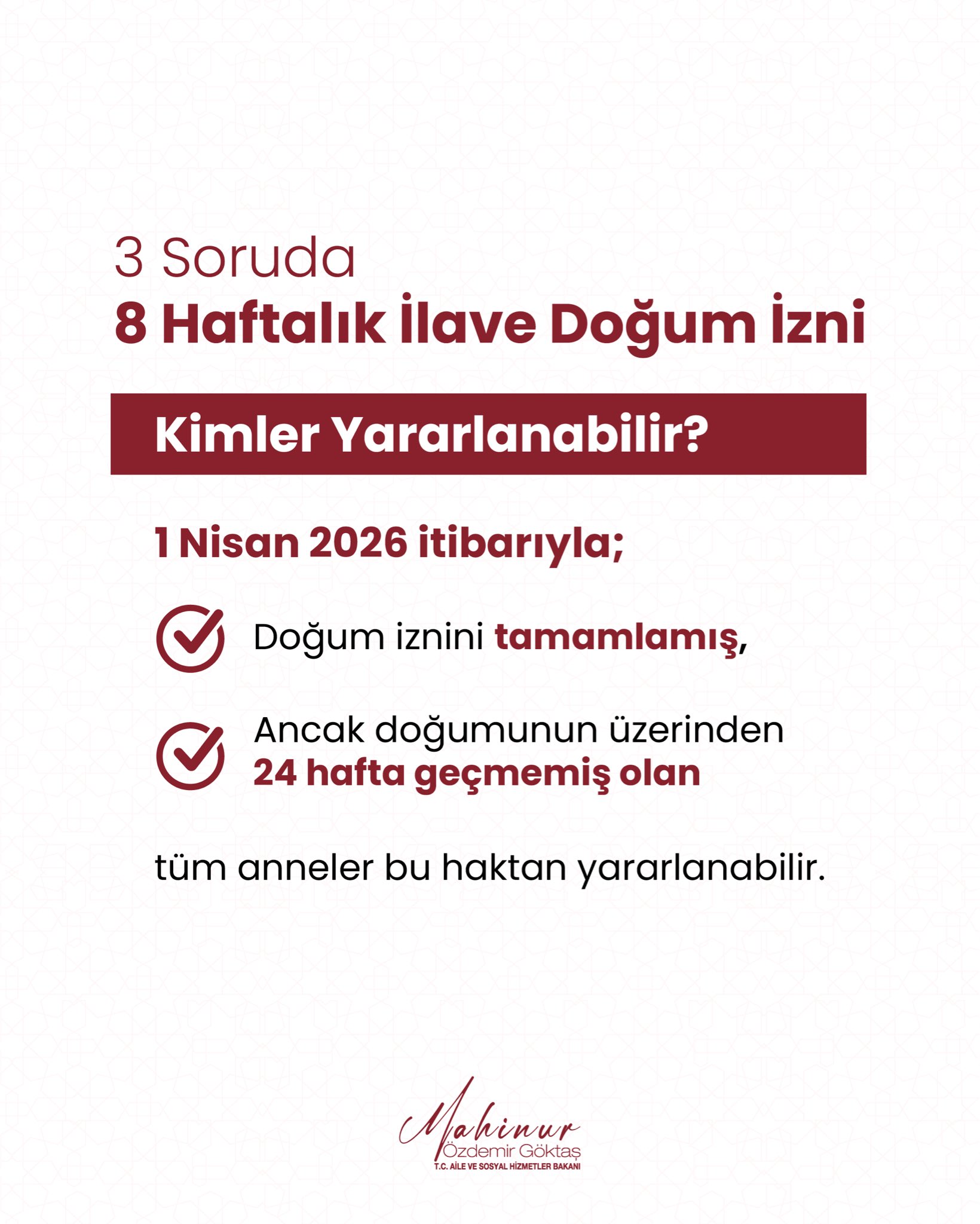 Yeni düzenleme ile annelere ek doğum izni